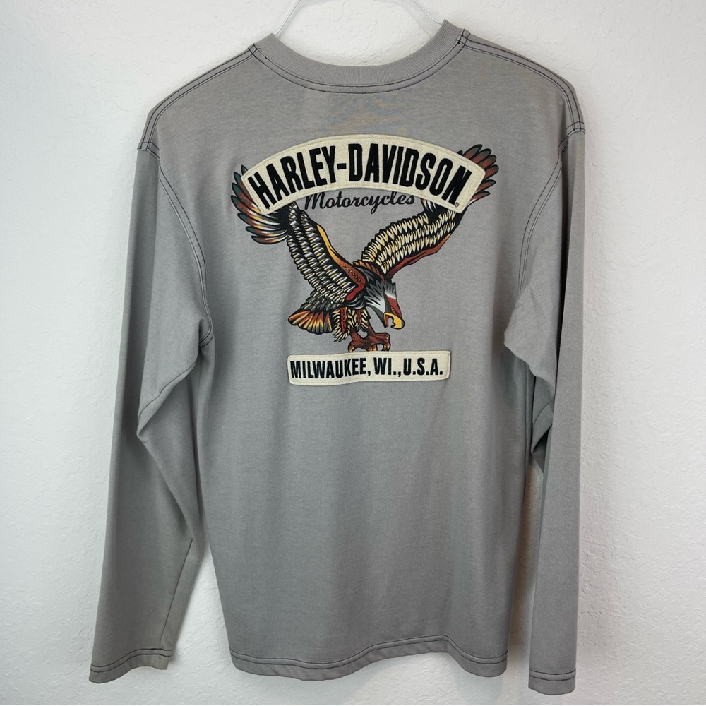 Harley Davidson Long Sleeve Eagle Henley Shirt Small